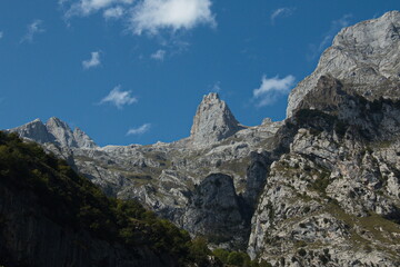 View of Naranjo de Bulnes in Picos de Europa from Cain in Asturias,Spain,Europe
