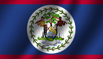 belize national wavy flag vector illustration