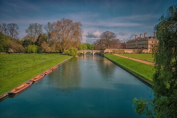 The River Cam flowing through Cambridge, UK