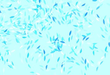 Light BLUE vector natural background with leaves.