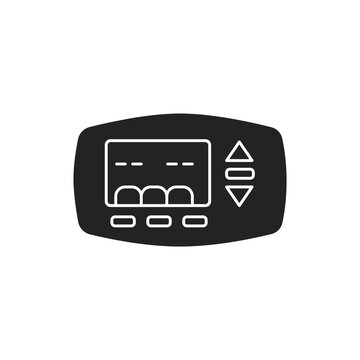 recommend clip art: Thermostat for heating a house black glyph icon on white background. Maintaining heat in the house. Pictogram for web page, mobile app, promo. UI UX GUI design element