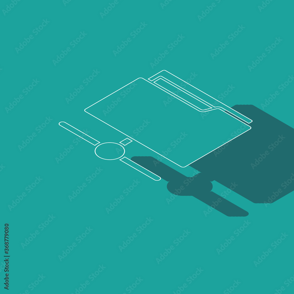 Poster isometric ftp folder icon isolated on green background. software update, transfer protocol, router, 