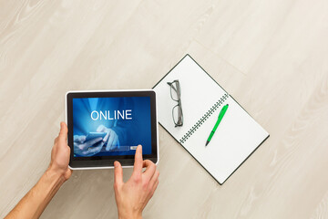 Online customer service satisfaction survey on a digital tablet