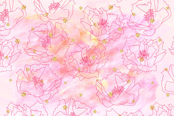 Fototapeta premium Abstract floral background. Textured pattern with flowers.