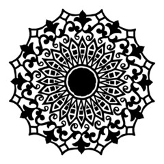 vector illustration, mandala, drawing in doodle style in black, isolate on a white background