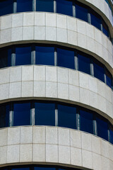 Obraz premium View of the facade of modern buildings in the downtown area of Lisbon, the hilly coastal capital city of Portugal and one of the oldest cities in Europe 