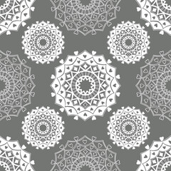 seamless pattern, abstraction in monochrome colors, mandala, ornament for wallpaper and fabric, wrapping paper, background for different designs