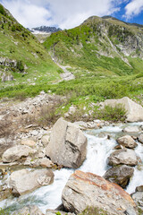Scenic valley and Ägene river in Wallis, Switzerland