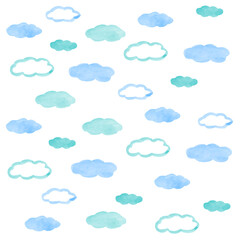 雲の模様の背景　水彩デザイン素材