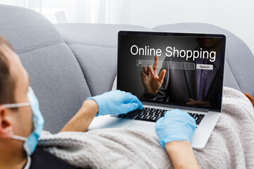 Man at home buying on internet online shopping