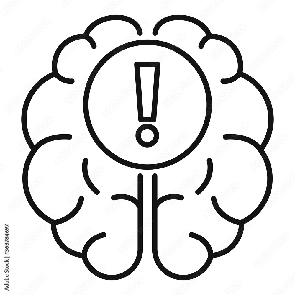 Poster brain find new innovation icon. outline brain find new innovation vector icon for web design isolate
