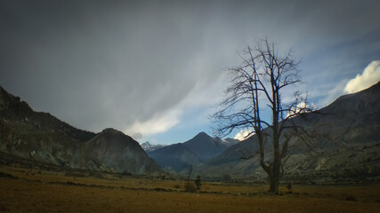 mountain landscape with dramatic clouds