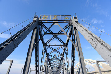 Bridge over Songhua River, Harbin, China
(Translation of text: Songhua River)