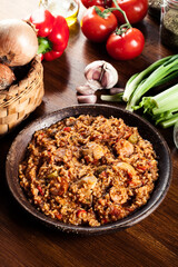 Chicken jambalaya - spicy rice with chicken a nd sausage