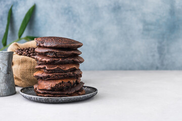 space pancake with coffee bean food background 
