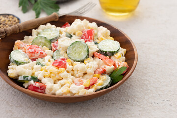 vegetable salad in wood plate food background