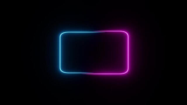 Abstract neon frame. Neon lights motion loops square circular motion. Video animation Ultra HD 4K 3840x2160