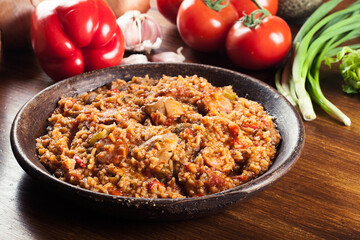 Chicken jambalaya - spicy rice with chicken a nd sausage