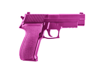 Pink pistol gun isolated on white background with clipping path