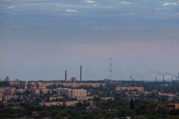 Fototapeta na wymiar A bird's eye view of a big city in eastern europe