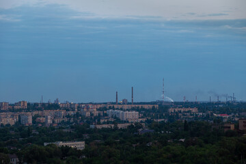 Fototapeta na wymiar A bird's eye view of a big city in eastern europe