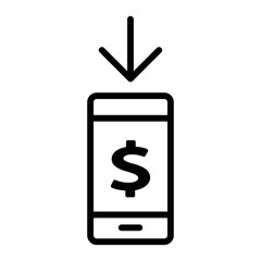 Take money on mobile phone icon