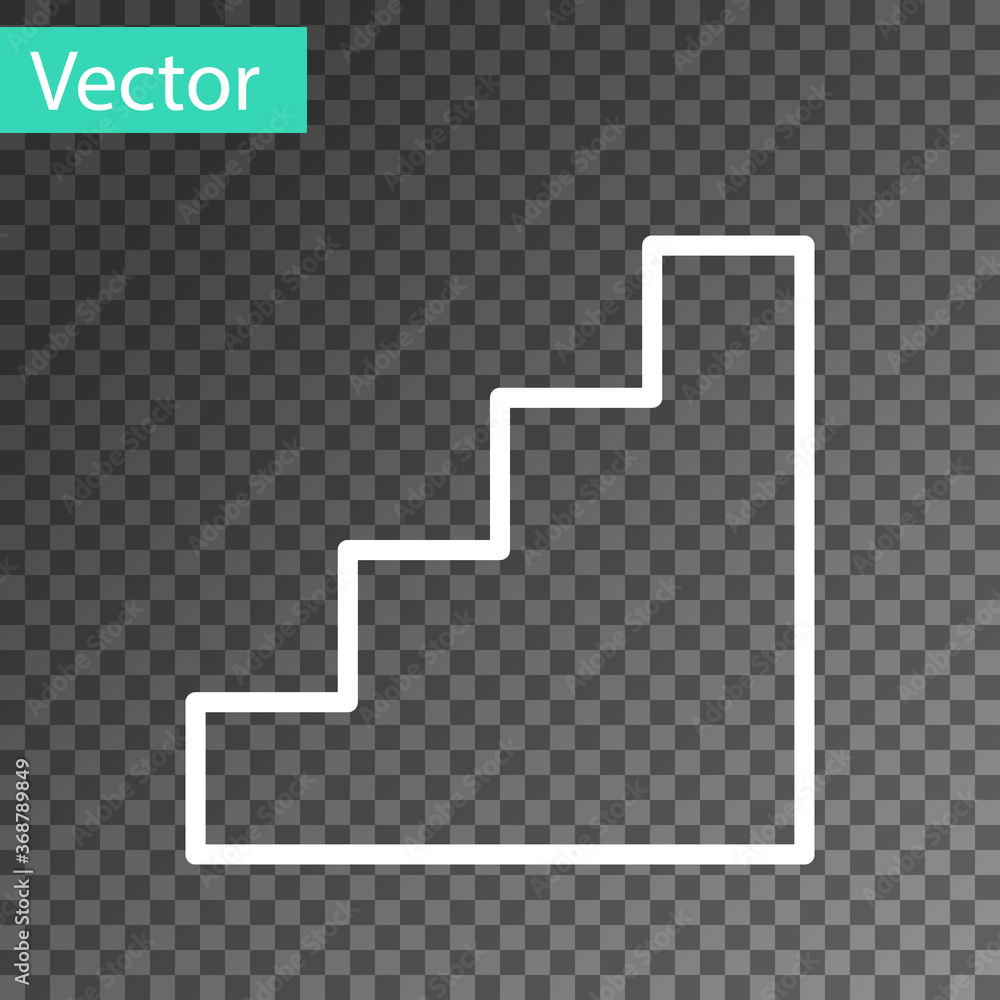 Poster white line staircase icon isolated on transparent background. vector.
