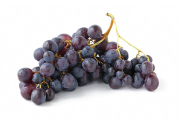 Bunch of black grapes isolated on white background
