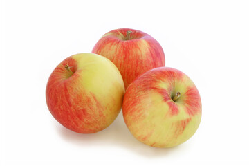 Three red-yellow apples  isolated on white