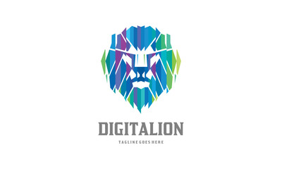 Abstract Lion Logo - Digital Lion Vector - Colorful Lion Head