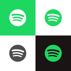 Gray, green, black, and white colored line vector icon. V1