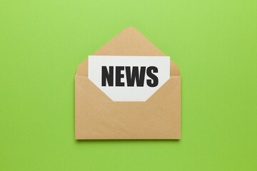 Address mailing of news by e-mail. Advertising message on green background.