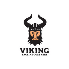 Viking head helmet vector logo design