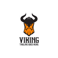 Viking head helmet vector logo design