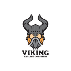 Viking head helmet vector logo design