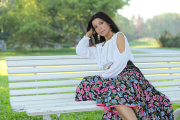 young woman in gypsy dress