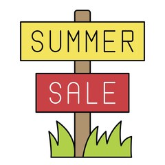 Wooden sign icon, Summer sale related vector
