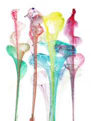 Art abstract flowers .Hand watercolor painting on paper.
