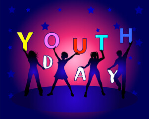 International, youth day, august 12, background, multicolor, vector, people, graphics, modern, concept for your design. 