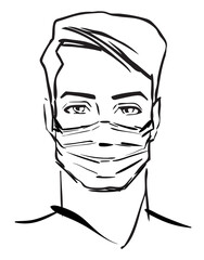 COVID-19, Novel coronavirus, handsome man with medical face mask
