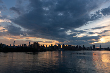 Fototapeta na wymiar Upper East Side Skyline during Sunset along the East River in New York City