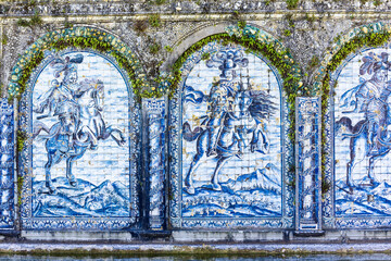 Cavaliers azulejos panels in The Palace of the Marquesses of Fronteira in Lisbon, Portugal