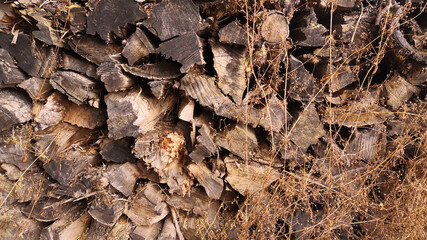 
Chopped wood storage, close up for background