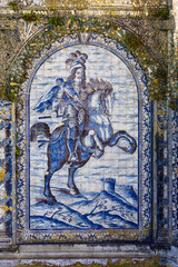 Cavaliers azulejos panels in The Palace of the Marquesses of Fronteira in Lisbon, Portugal