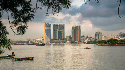 Dar es Salaam city skyline at sunrise