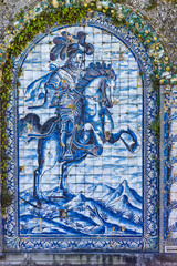 Cavaliers azulejos panels in The Palace of the Marquesses of Fronteira in Lisbon, Portugal