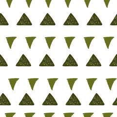 olive green triangles on white background seamless vector illustration pattern