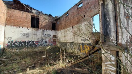 Old abandoned building with graffiti