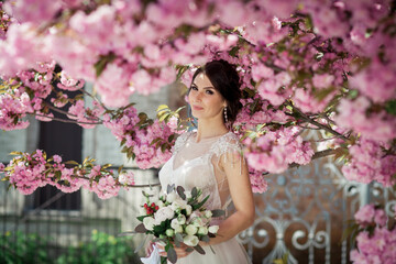 bride in sakura garden