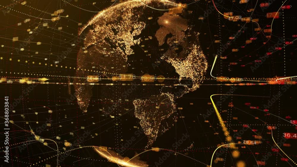 Poster dark brown earth particle data network digital technology concept. futuristic business global networ